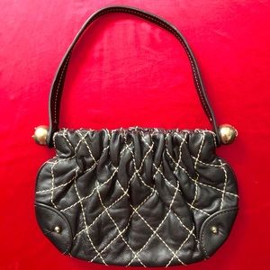 Juicy Couture Black Quilted Pleated Leather Purse